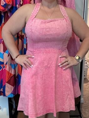 Flying Tomato Pink Backless Halter Dress